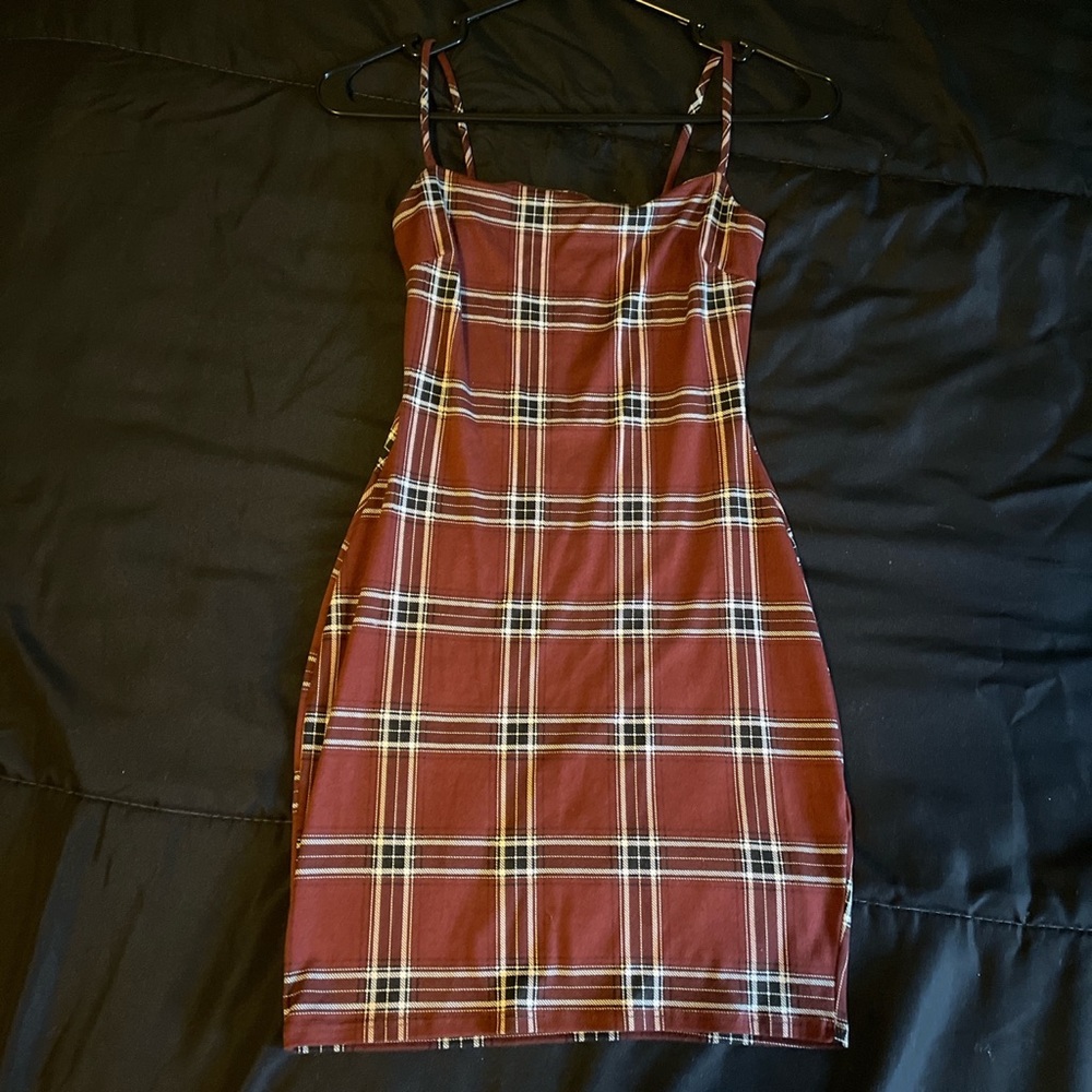 Red and black plaid dress